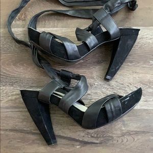 Aldo black gladiator block high heels